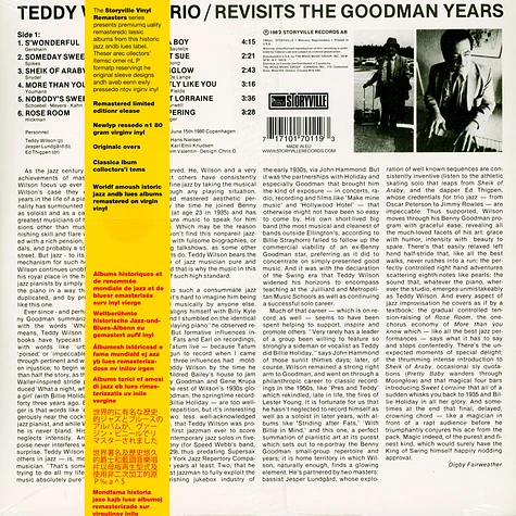 Teddy Wilson - Revisits The Goodman Years