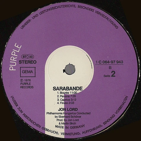 Jon Lord - Sarabande