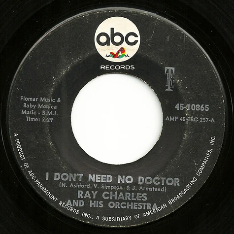 Ray Charles And His Orchestra - Please Say You're Fooling / I Don't Need No Doctor
