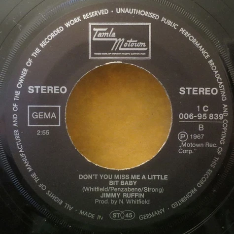 Jimmy Ruffin - What Becomes Of The Brokenhearted / Don't You Miss Me A Little Bit Baby