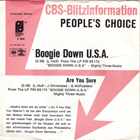 People's Choice - Boogie Down U.S.A. / Are You Sure