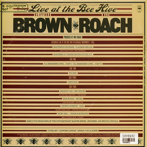 Clifford Brown And Max Roach - Live At The Bee Hive