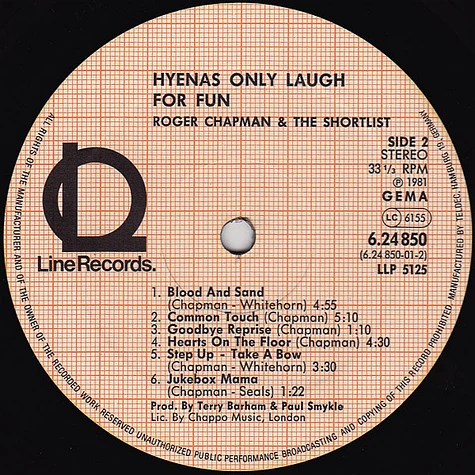 Roger Chapman & The Shortlist - Hyenas Only Laugh For Fun