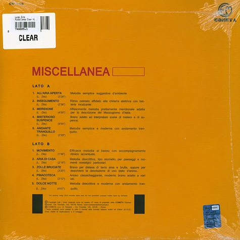 Luigi Zito - Miscellanea Clear Vinyl Edition