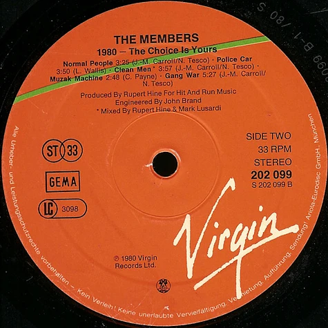 The Members - 1980 - The Choice Is Yours