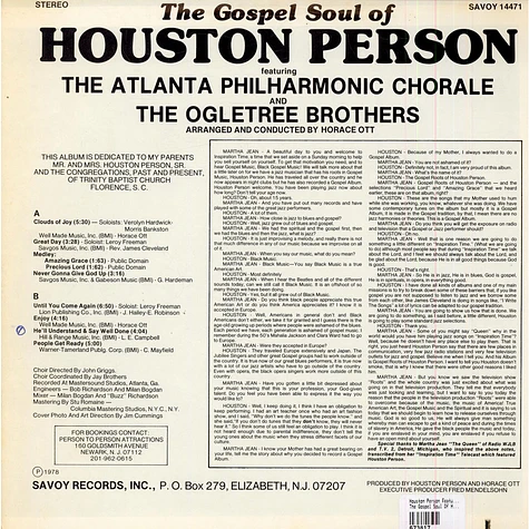 Houston Person Featuring Atlanta Philharmonic Chorale And The Ogletree Brothers - The Gospel Soul Of Houston Person