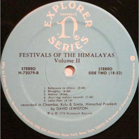 David Lewiston - Festivals Of The Himalayas - Volume II