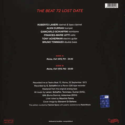 Alvin Curran / Roberto Laneri / Giancarlo Schiaffini - Beat 72 Lost Date