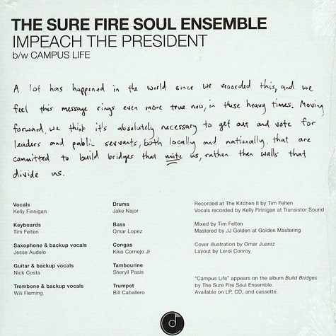 Sure Fire Soul Ensemble & Kelly Finnigan - Impeach The President Black Vinyl Edition