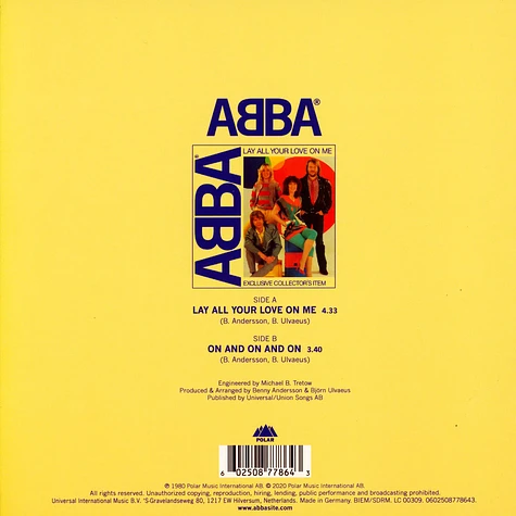 ABBA - Lay All Your Love On Me Limited Picture Disc Edition