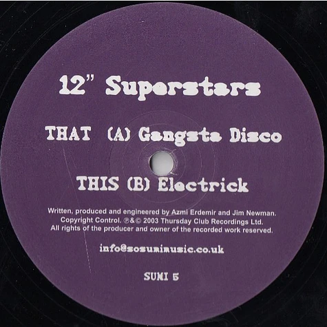 12" Superstars - Gangsta Disco / Electrick