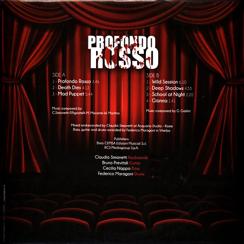 Claudio Simonetti's Goblin - OST Profondo Rosso Colored Vinyl Edition