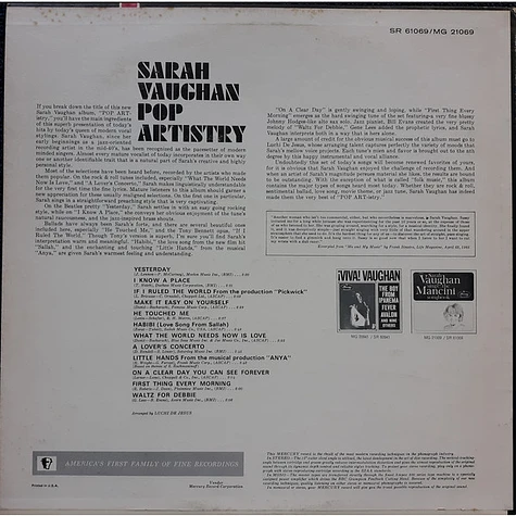 Sarah Vaughan - Pop Artistry