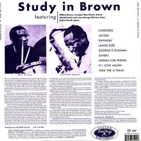 Clifford Brown & Max Roach - A Study In Brown Acoustic Sounds Edition