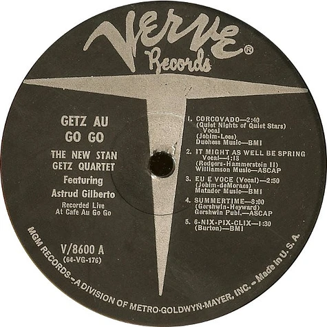 The New Stan Getz Quartet Featuring Astrud Gilberto - Getz Au Go Go