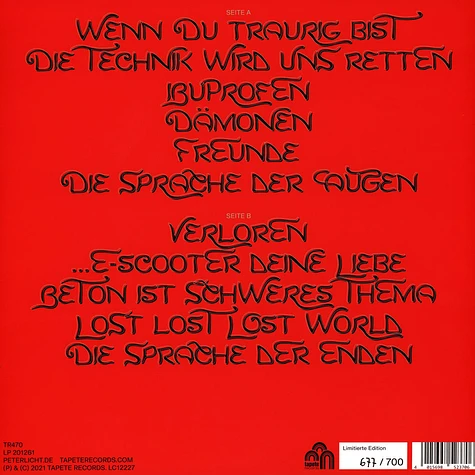 PeterLicht - Beton & Ibuprofen HHV Exclusive Clear Vinyl Edition