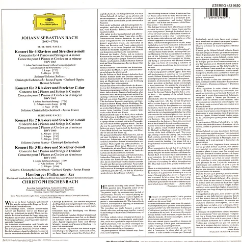 Eschenbach / Frantz / Oppitz / Schmidt / Hp - Bach: Klavierkonzerte Bwv 1060, 1061, 1063, 1065