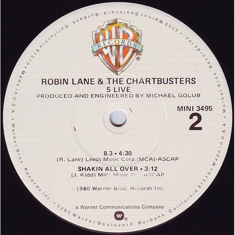Robin Lane & The Chartbusters - 5 Live