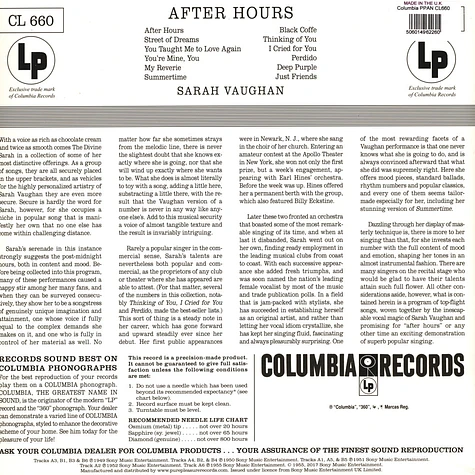 After Hours With Sarah Vaughan - After Hours With Sarah Vaughan