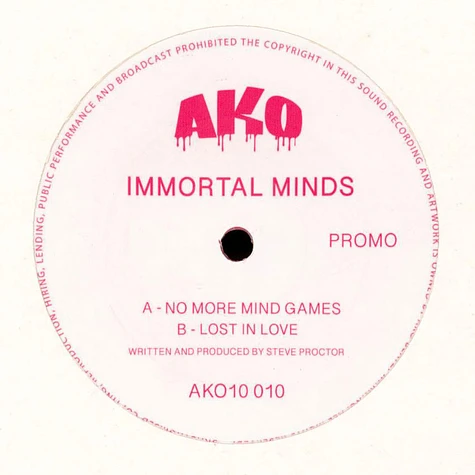 Immortal Minds - No More Mind Games / Lost In Love Fuchsia Pink Transparent Vinyl