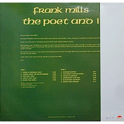 Frank Mills - The Poet And I