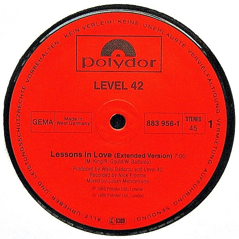 Level 42 - Lessons In Love (Extended Version)