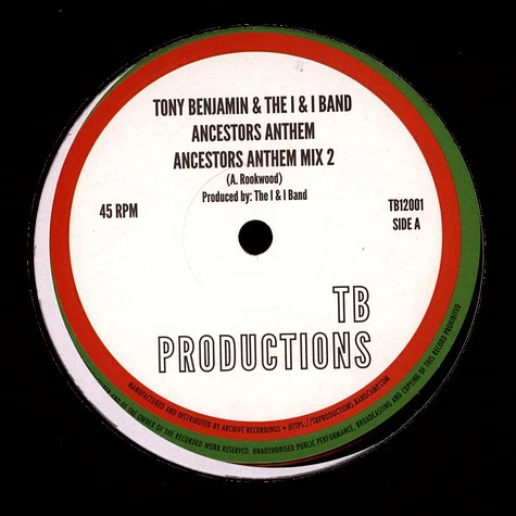 Tony Benjamin & The I & I Band - Ancestors Anthem, Mix 2 / Version
