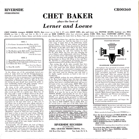 Chet Baker - Chet Baker Plays The Best Of Lerner And Löwe