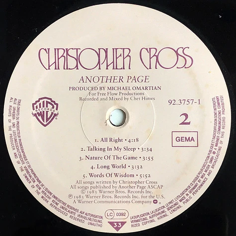 Christopher Cross - Another Page