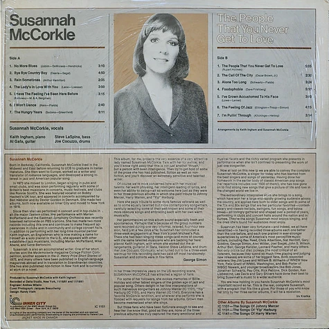 Susannah McCorkle - The People That You Never Get To Love