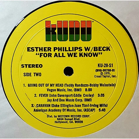 Esther Phillips With Joe Beck - For All We Know