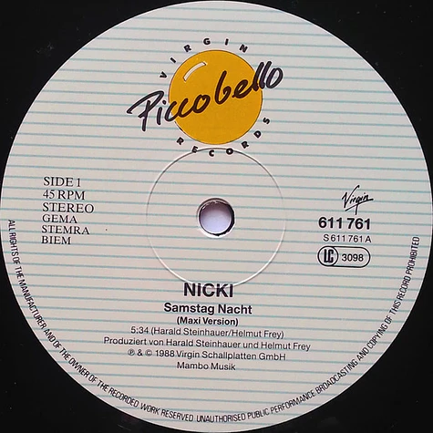 Nicki - Samstag Nacht