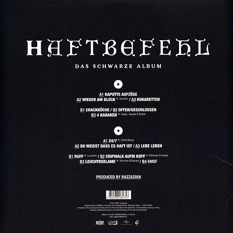 Haftbefehl - Das Schwarze Album White & Black Marbled Vinyl Edition