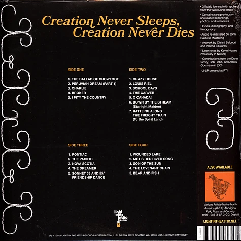 Willie Dunn - Creation Never Sleeps, Creation Never Dies: The Willie Dunn Anthology Black Vinyl Edition