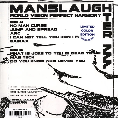 Manslaughter - World Vision Perfect Harmony Clear With Hi-Melt Vinyl Edition