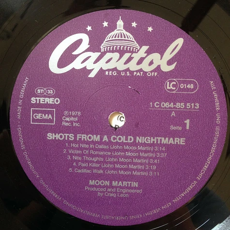Moon Martin - Shots From A Cold Nightmare