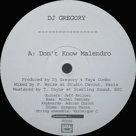 DJ Gregory - Don't Know Malendro / Vasefa