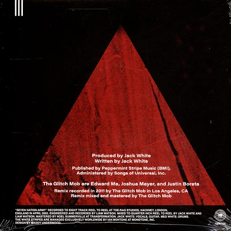The White Stripes - Seven Nation Army X The Glitch Mob Black Vinyl Edition