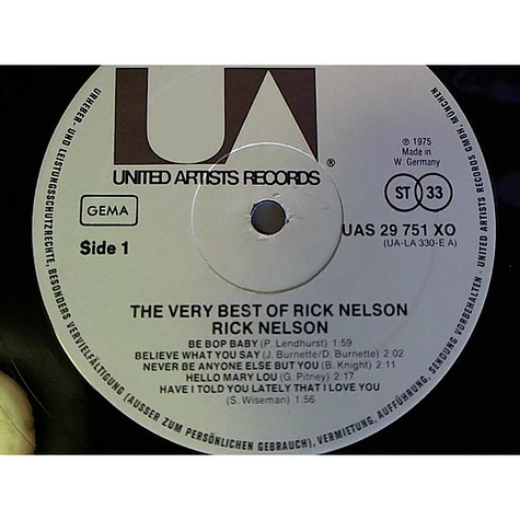 Ricky Nelson - The Very Best Of Rick Nelson