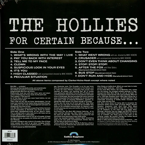 The Hollies - For Certain Because...