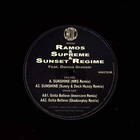 Ramos, Supreme & Sunset Regime - Gotta Believe / Sunshine Remixes EP