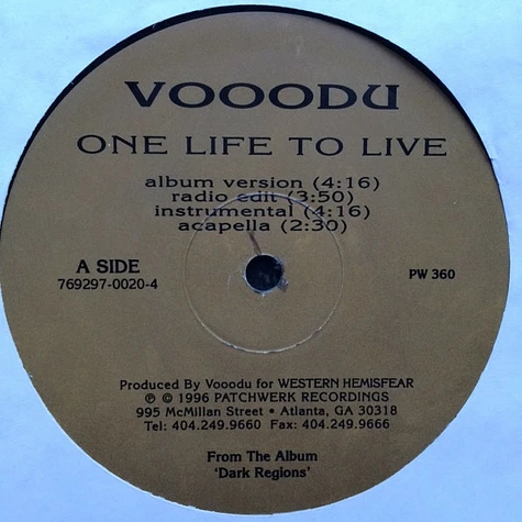 Vooodu - One Life To Live / Two Deadly Sins