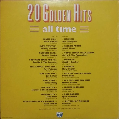 V.A. - 20 Golden Hits (All Time)
