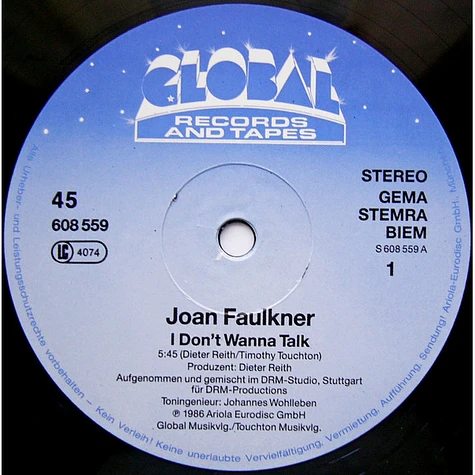 Joan Faulkner - I Don't Wanna Talk