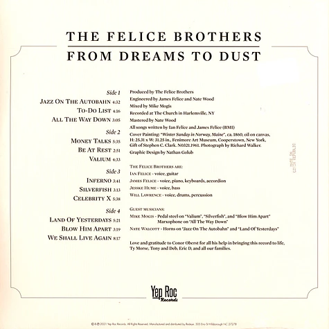 Felice Brothers - From Dreams To Dust Colored Vinyl Edition