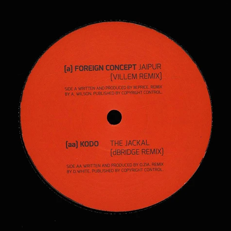 Foreign Concept & Kodo - Jaipur (Villem Remix) / The Jackal (Dbridge Remix)