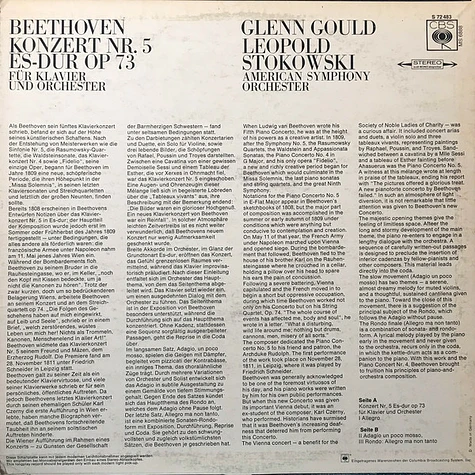 Ludwig van Beethoven, Glenn Gould, Leopold Stokowski, The American Symphony Orchestra - Konzert Nr. 5 Es-dur Op 73 Für Klavier Und Orchester