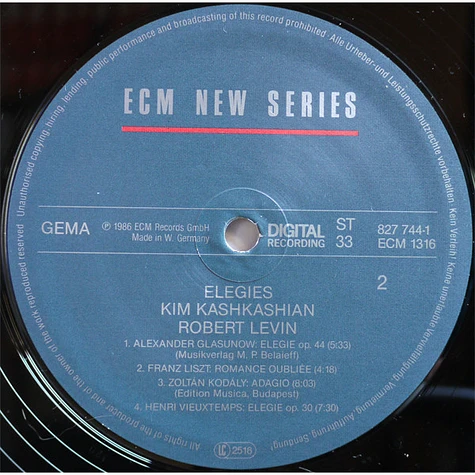 Kim Kashkashian / Robert Levin - Elegies