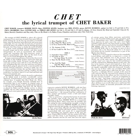Chet Baker - Chet Transparent 'Beer' Vinyl Edition