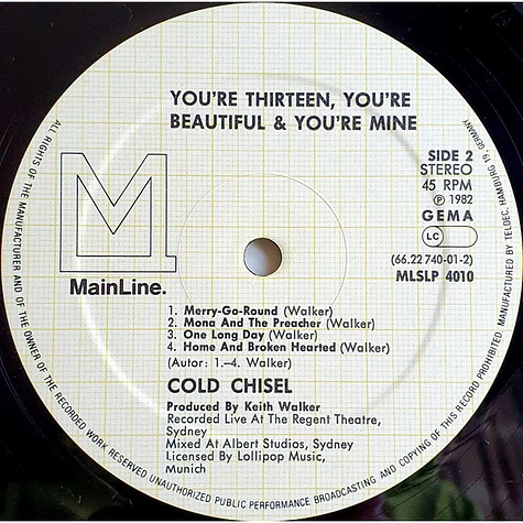 Cold Chisel - You're Thirteen, You're Beautiful And You're Mine